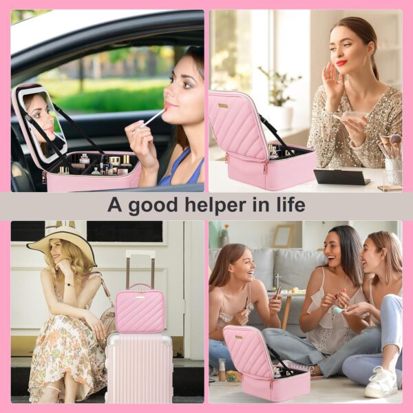 Pretty Comy Travel Makeup Bag with Led Mirror, Portable - Image 2