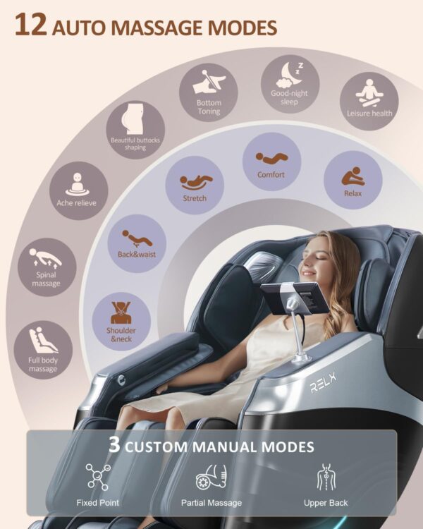 RELX 2025 Massage Chair Full Body, Zero Gravity SL-Track Shiatsu Mas - Image 2
