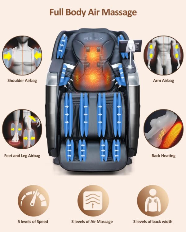 RELX 2025 Massage Chair Full Body, Zero Gravity SL-Track Shiatsu Mas - Image 3