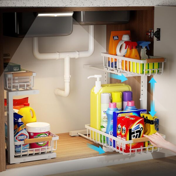 Under Sink Organizer with Cabinet Light
